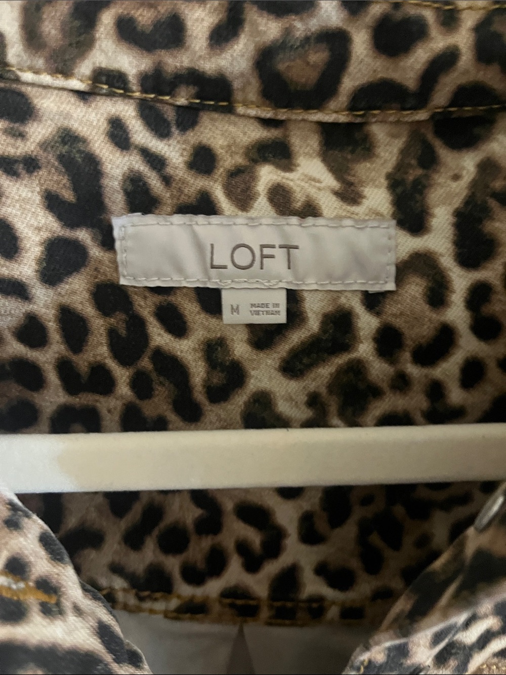 LOFT Leopard Print Short Sleeve Shirt Dress in Tan and Black - Picture 3 of 5